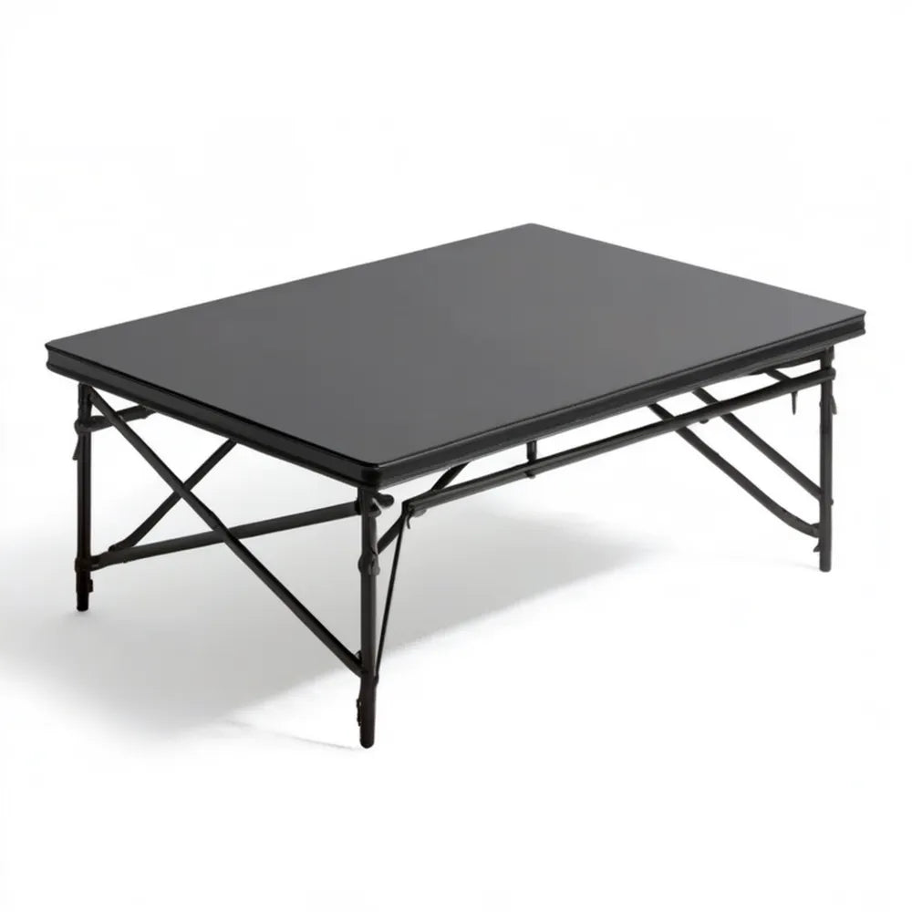 Czarny składany stolik kempingowy MDF i stal 120 x 60 x 45 cm