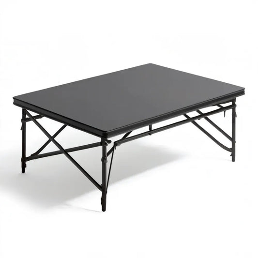 Czarny składany stolik kempingowy MDF i stal 120 x 60 x 45 cm