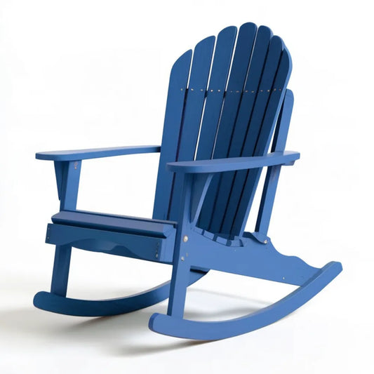 Niebieski fotel bujany Adirondack z litego drewna sosnowego 94 x 76 x 96 cm