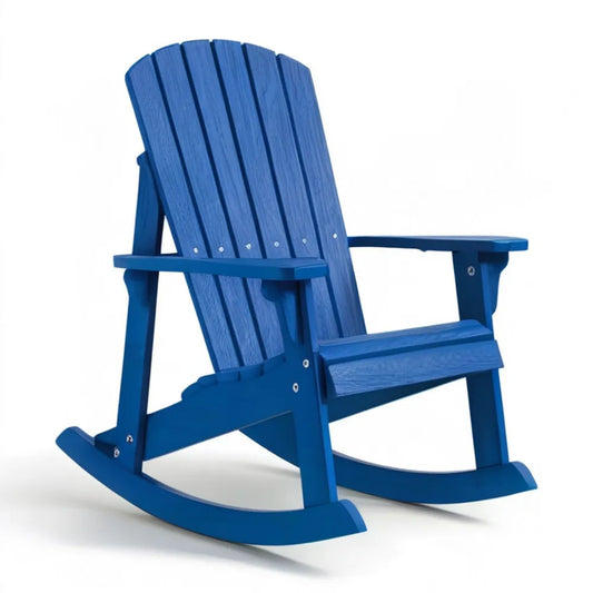 Niebieski fotel bujany Adirondack z HDPE 98 x 77 x 92 cm